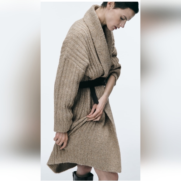 Zara * Long Cable knit coat cardigan - Picture 11 of 16